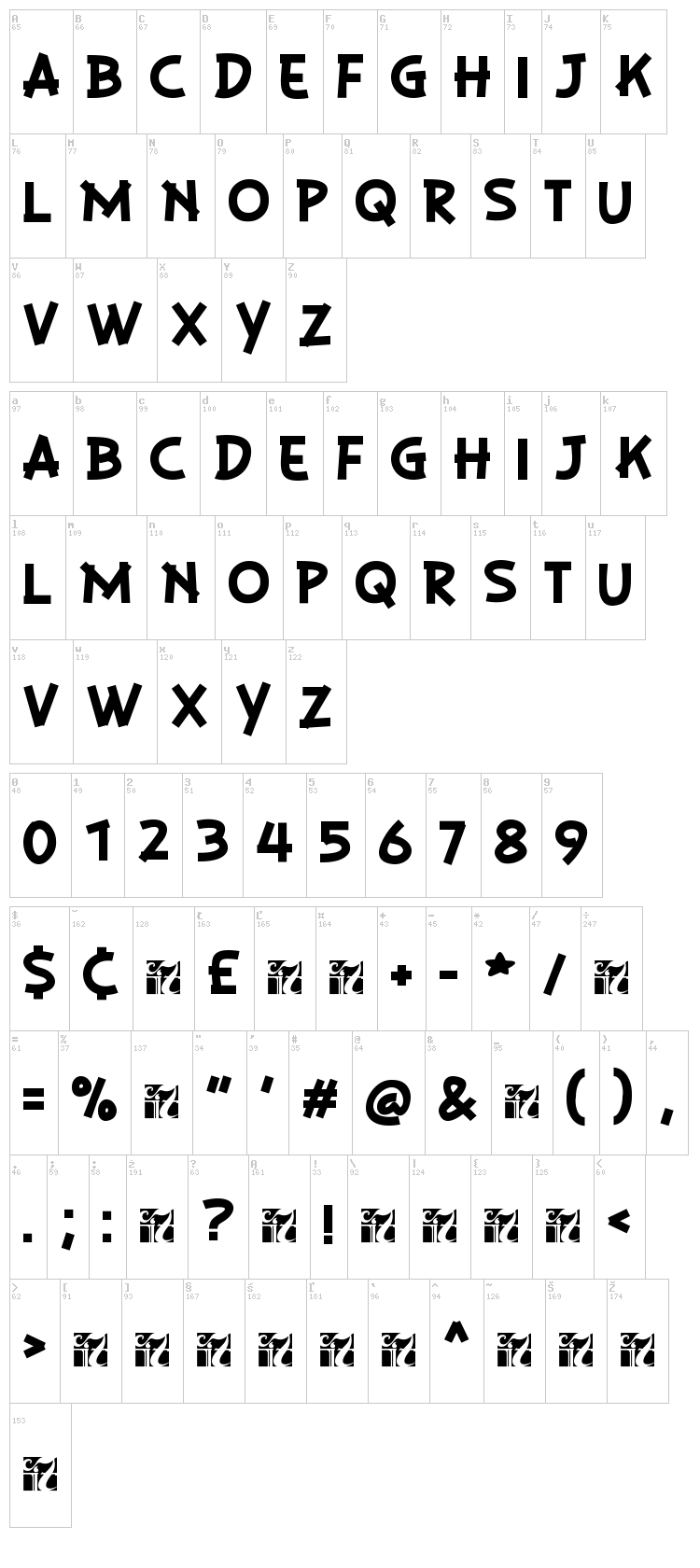 Playsir font map